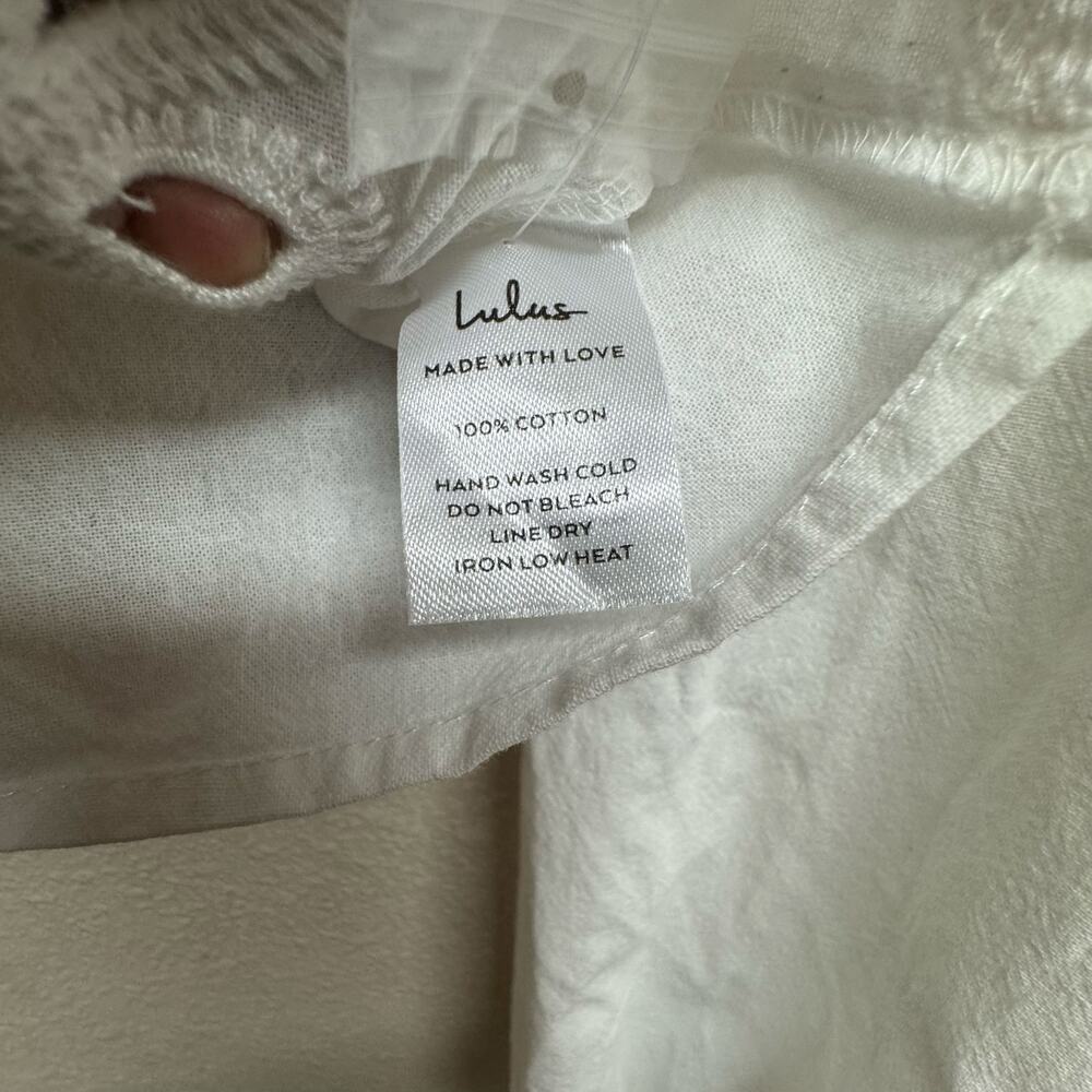 Lulus Adjoa White Embroidered Scalloped Crop Top | Size Small | NWT - Picture 9 of 9